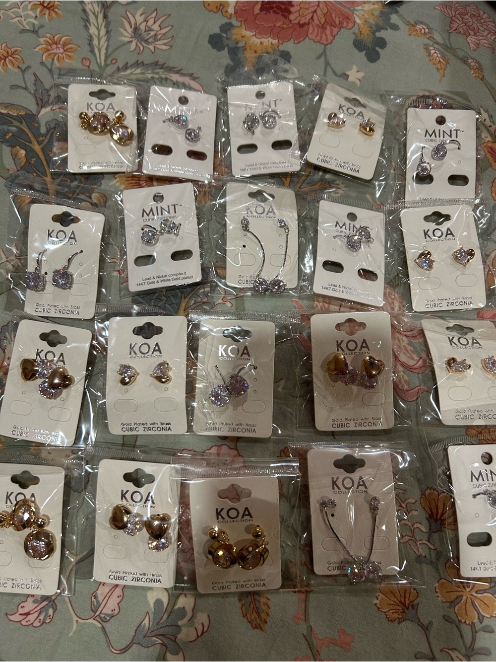 Mixed Pack of KOA & MINT Cubic Zirconia Earrings - Gold & Clear